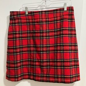 J Crew Factory Red Tartan A-Line Skirt